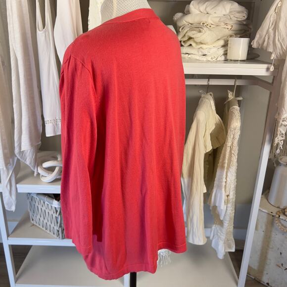 Woman within plus size 1X pink 3/4 sleeve cardigan with bow tie, Spring, #2401 - Picture 4 of 8